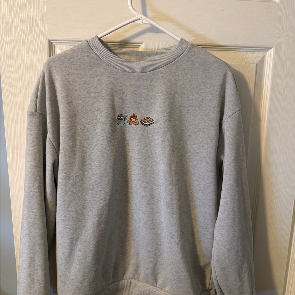 S’more Gray Embroidered crewneck